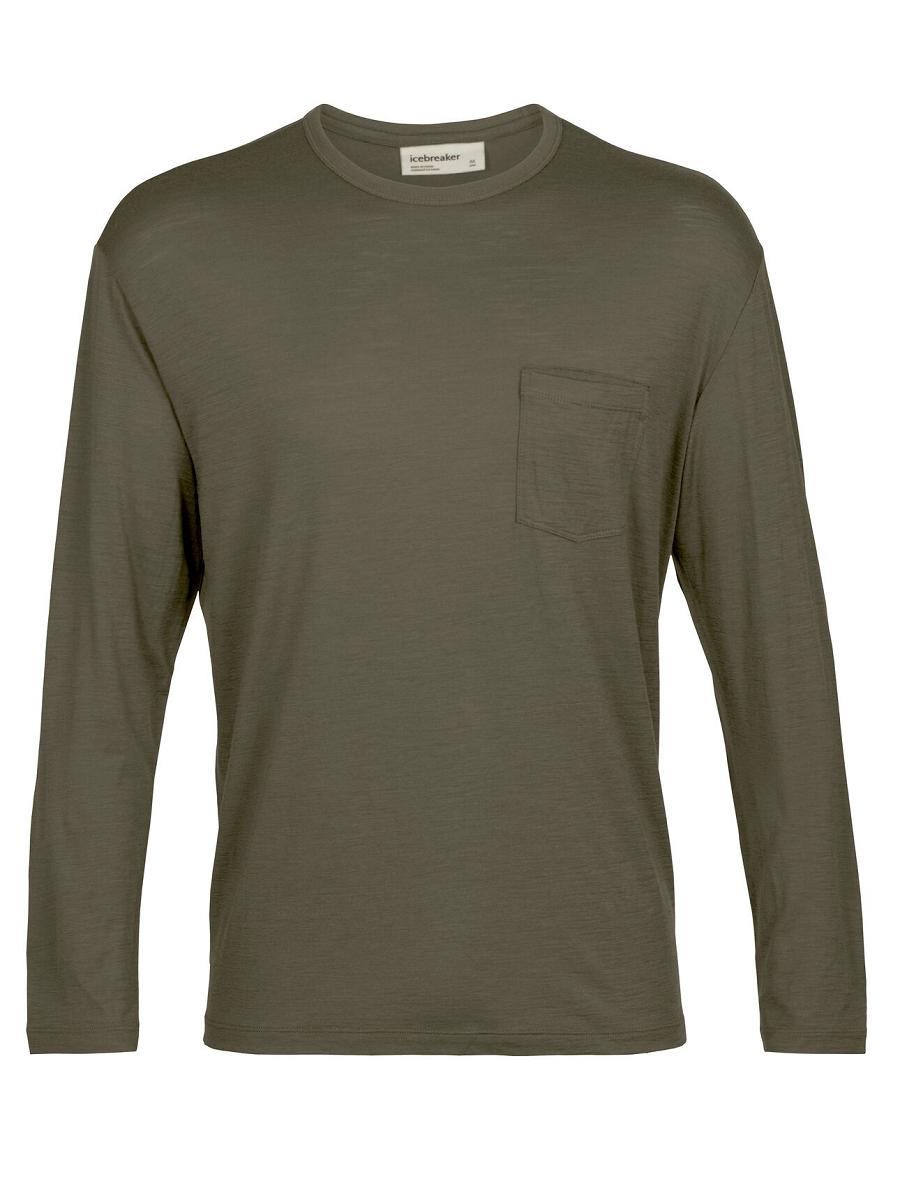 Loden Icebreaker Merino Granary Pocket T-Shirt Men's Long Sleeve | AU 1238MQZA